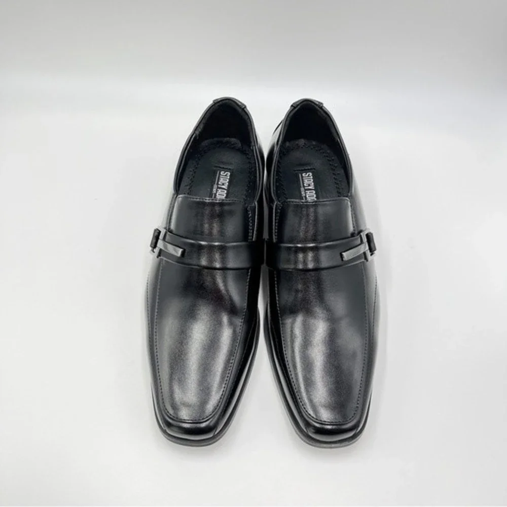Stacy Adams Boys Size 5 Black Bartley Moc Toe Slip On‎ Loafers Dress Shoes